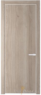 Дверь Profil Doors 1NA цвет Дуб Сонома цвет профиля Белый матовый RAL9003