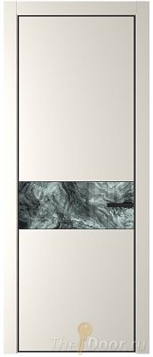 Дверь Profil Doors 17PE цвет Перламутр белый кромка Черный матовый RAL9005 стекло Атриум серебро