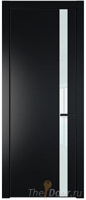 Дверь Profil Doors 18PE цвет Блэк кромка Черный матовый RAL9005 стекло Lacobel Белый лак