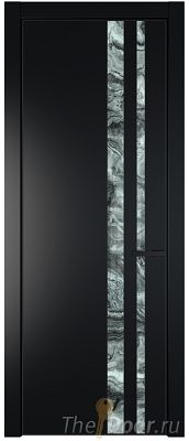 Дверь Profil Doors 20PE цвет Блэк кромка Черный матовый RAL9005 стекло Атриум серебро