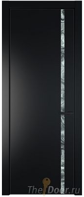 Дверь Profil Doors 21PE цвет Блэк кромка Черный матовый RAL9005 стекло Атриум серебро