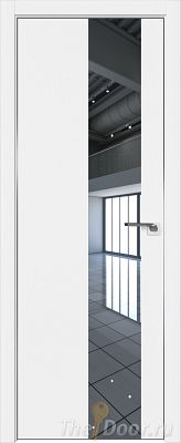 Дверь Profil Doors 5E цвет Аляска кромка Матовый Алюминий с 4-х сторон стекло Зеркало