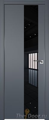 Дверь Profil Doors 5E цвет Антрацит кромка Матовый Алюминий с 4-х сторон стекло Lacobel Черный лак