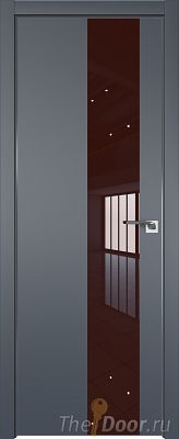 Дверь Profil Doors 5E цвет Антрацит кромка Матовый Алюминий с 4-х сторон стекло Lacobel Коричневый лак