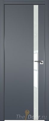 Дверь Profil Doors 6E цвет Антрацит кромка Матовый Алюминий с 4-х сторон стекло Lacobel Белый лак