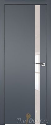 Дверь Profil Doors 6E цвет Антрацит кромка Матовый Алюминий с 4-х сторон стекло Lacobel Перламутровый лак