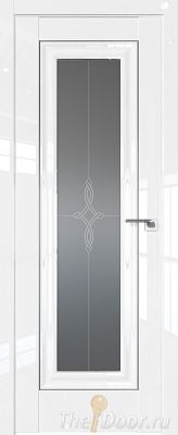 Дверь Profil Doors 24L цвет Белый люкс стекло Узор Графит молдинг Серебро