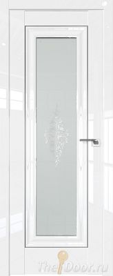Дверь Profil Doors 24L Белый Люкс молдинг Серебро стекло Кристалл Матовое