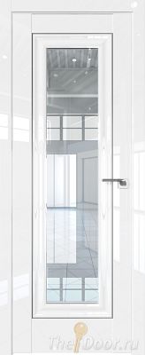 Дверь Profil Doors 24L Белый Люкс молдинг Серебро стекло Прозрачное