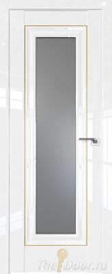Дверь Profil Doors 24L Белый люкс стекло Графит молдинг золото