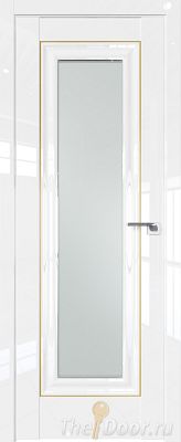 Дверь Profil Doors 24L Белый люкс стекло Матовое молдинг золото