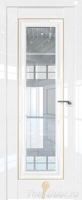 Дверь Profil Doors 24L Белый люкс стекло Прозрачное молдинг золото