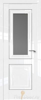 Дверь Profil Doors 28L Белый Люкс молдинг Серебро стекло Графит