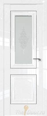 Дверь Profil Doors 28L Белый Люкс молдинг Серебро стекло Кристалл Матовое
