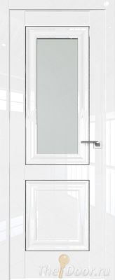 Дверь Profil Doors 28L Белый Люкс молдинг Серебро стекло Матовое