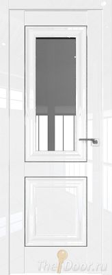 Дверь Profil Doors 28L Белый Люкс молдинг Серебро стекло Прозрачное