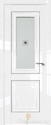 Дверь Profil Doors 28L Белый Люкс молдинг Серебро стекло Узор Матовое