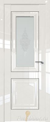 Дверь Profil Doors 28L Магнолия люкс стекло Кристалл матовое молдинг Серебро