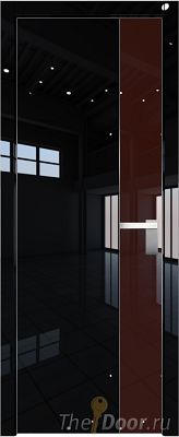 Дверь Profil Doors 100LK цвет Черный люкс кромка Матовый Алюминий с 4-х сторон стекло Lacobel Коричневый лак