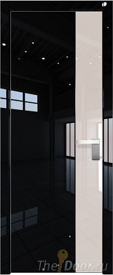 Дверь Profil Doors 100LK цвет Черный люкс кромка Матовый Алюминий с 4-х сторон стекло Lacobel Перламутровый лак