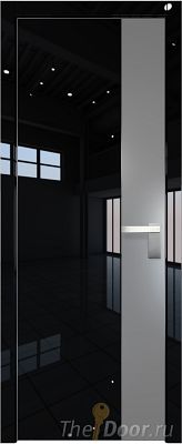 Дверь Profil Doors 100LK цвет Черный люкс кромка Матовый Алюминий с 4-х сторон стекло Lacobel Серебро Матлак