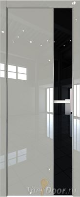 Дверь Profil Doors 100LK цвет Галька люкс кромка Матовый Алюминий с 4-х сторон стекло Lacobel Черный лак