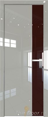 Дверь Profil Doors 100LK цвет Галька люкс кромка Матовый Алюминий с 4-х сторон стекло Lacobel Коричневый лак