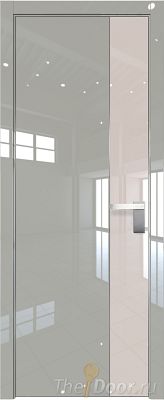 Дверь Profil Doors 100LK цвет Галька люкс кромка Матовый Алюминий с 4-х сторон стекло Lacobel Перламутровый лак