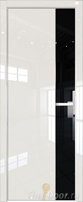 Дверь Profil Doors 100LK цвет Магнолия люкс кромка Матовый Алюминий с 4-х сторон стекло Lacobel Черный лак
