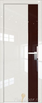 Дверь Profil Doors 100LK цвет Магнолия люкс кромка Матовый Алюминий с 4-х сторон стекло Lacobel Коричневый лак