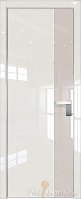 Дверь Profil Doors 100LK цвет Магнолия люкс кромка Матовый Алюминий с 4-х сторон стекло Lacobel Перламутровый лак