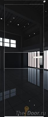 Дверь Profil Doors 104LK цвет Черный люкс кромка Матовый Алюминий с 4-х сторон стекло Lacobel Черный лак
