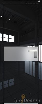 Дверь Profil Doors 104LK цвет Черный люкс кромка Матовый Алюминий с 4-х сторон стекло Lacobel Серебро Матлак