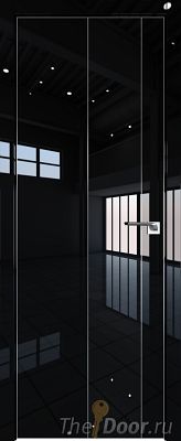 Дверь Profil Doors 105LK цвет Черный люкс кромка Матовый Алюминий с 4-х сторон стекло Lacobel Черный лак