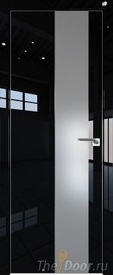 Дверь Profil Doors 105LK цвет Черный люкс кромка Матовый Алюминий с 4-х сторон стекло Lacobel Серебро Матлак