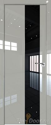 Дверь Profil Doors 105LK цвет Галька люкс кромка Матовый Алюминий с 4-х сторон стекло Lacobel Черный лак