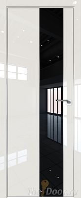 Дверь Profil Doors 105LK цвет Магнолия люкс кромка Матовый Алюминий с 4-х сторон стекло Lacobel Черный лак