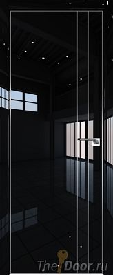 Дверь Profil Doors 106LK цвет Черный люкс кромка Матовый Алюминий с 4-х сторон стекло Lacobel Черный лак