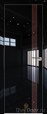 Дверь Profil Doors 106LK цвет Черный люкс кромка Матовый Алюминий с 4-х сторон стекло Lacobel Коричневый лак