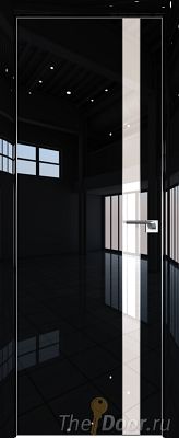 Дверь Profil Doors 106LK цвет Черный люкс кромка Матовый Алюминий с 4-х сторон стекло Lacobel Перламутровый лак