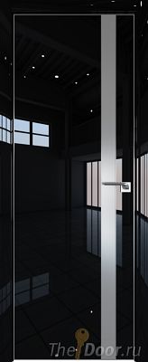 Дверь Profil Doors 106LK цвет Черный люкс кромка Матовый Алюминий с 4-х сторон стекло Lacobel Серебро Матлак