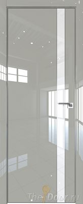 Дверь Profil Doors 106LK цвет Галька люкс кромка Матовый Алюминий с 4-х сторон стекло Lacobel Белый лак