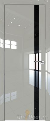 Дверь Profil Doors 106LK цвет Галька люкс кромка Матовый Алюминий с 4-х сторон стекло Lacobel Черный лак