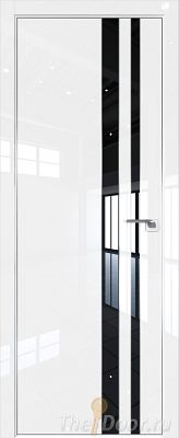 Дверь Profil Doors 116LK цвет Белый люкс кромка Матовый Алюминий с 4-х сторон стекло Lacobel Черный лак