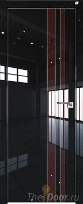 Дверь Profil Doors 116LK цвет Черный люкс кромка Матовый Алюминий с 4-х сторон стекло Lacobel Коричневый лак