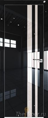 Дверь Profil Doors 116LK цвет Черный люкс кромка Матовый Алюминий с 4-х сторон стекло Lacobel Перламутровый лак