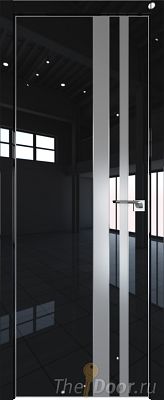 Дверь Profil Doors 116LK цвет Черный люкс кромка Матовый Алюминий с 4-х сторон стекло Lacobel Серебро Матлак