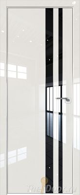 Дверь Profil Doors 116LK цвет Магнолия люкс кромка Матовый Алюминий с 4-х сторон стекло Lacobel Черный лак
