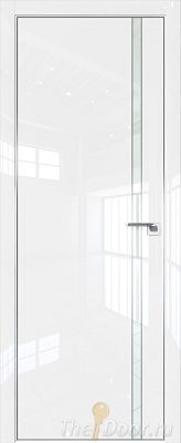 Дверь Profil Doors 122LK цвет Белый люкс кромка Матовый Алюминий с 4-х сторон стекло Lacobel Белый лак