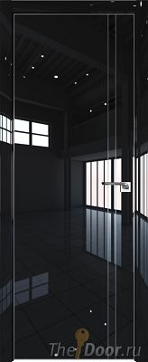 Дверь Profil Doors 122LK цвет Черный люкс кромка Матовый Алюминий с 4-х сторон стекло Lacobel Черный лак